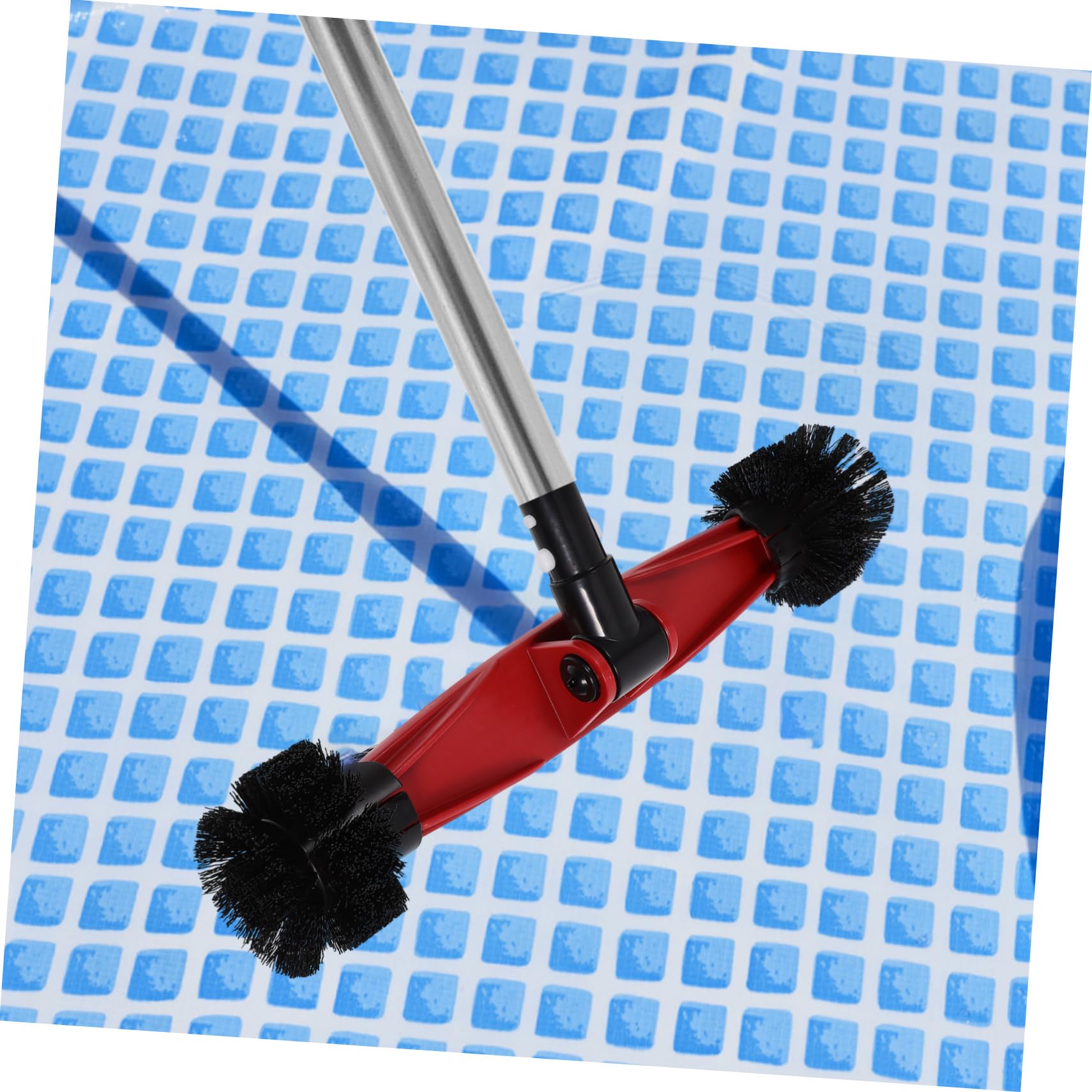 Brosse de Piscine Rotative 180° Poils en Nylon et PP Manche Amovible pour Parois, Angles et Nettoyage des Saletés Fines