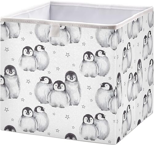 Cesta de almacenamiento de pingüinos para bebés, cesta de almacenamiento cuadrada plegable para guardería, caja de almacenamiento de juguetes,
