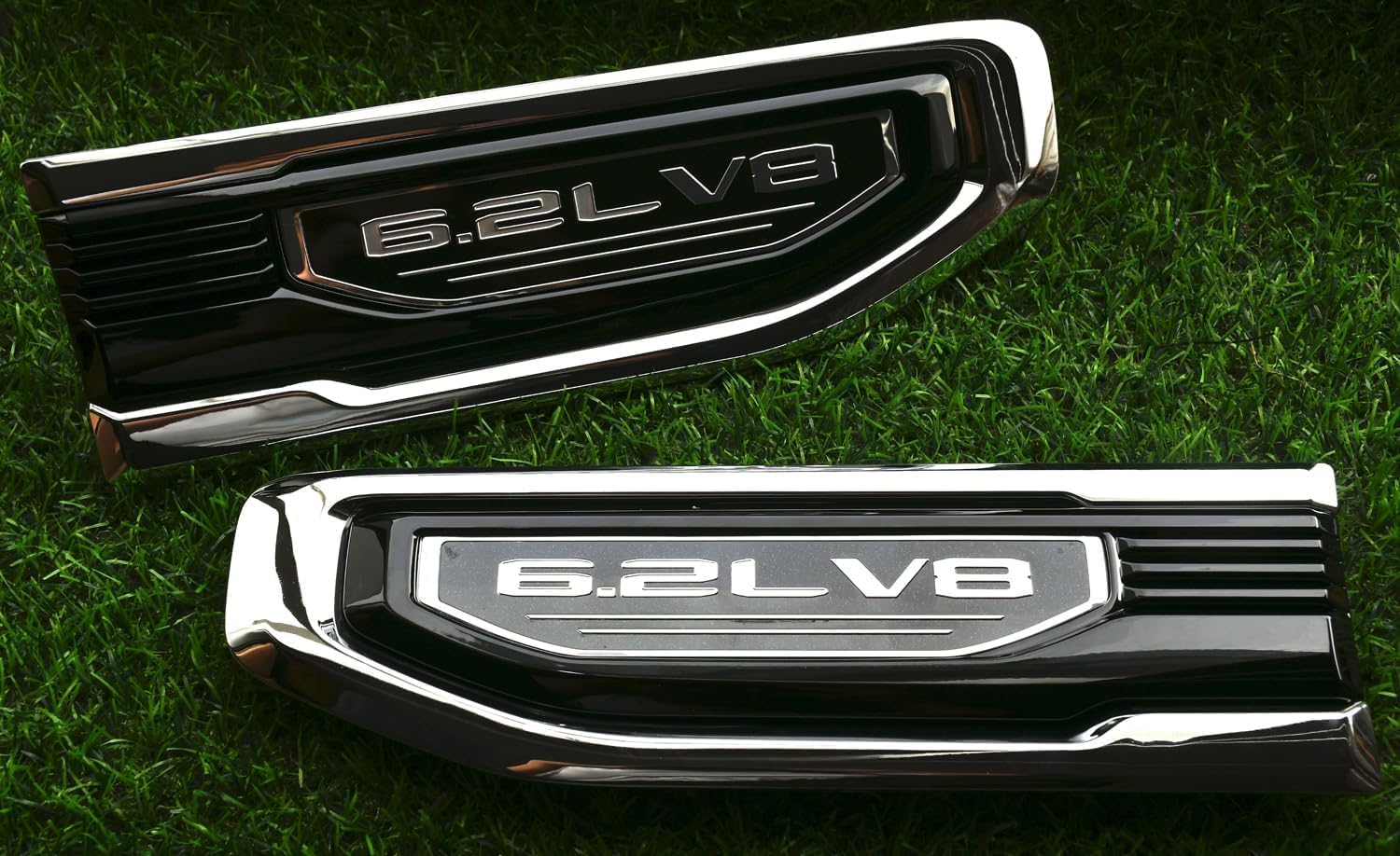 Pair 6.2L V8 Vent Emblems 3D Decal Driver Passenger Badge Kit Compatible with 2019-2025 GMC Sierra GM 85160715 86532094 (Chrome)