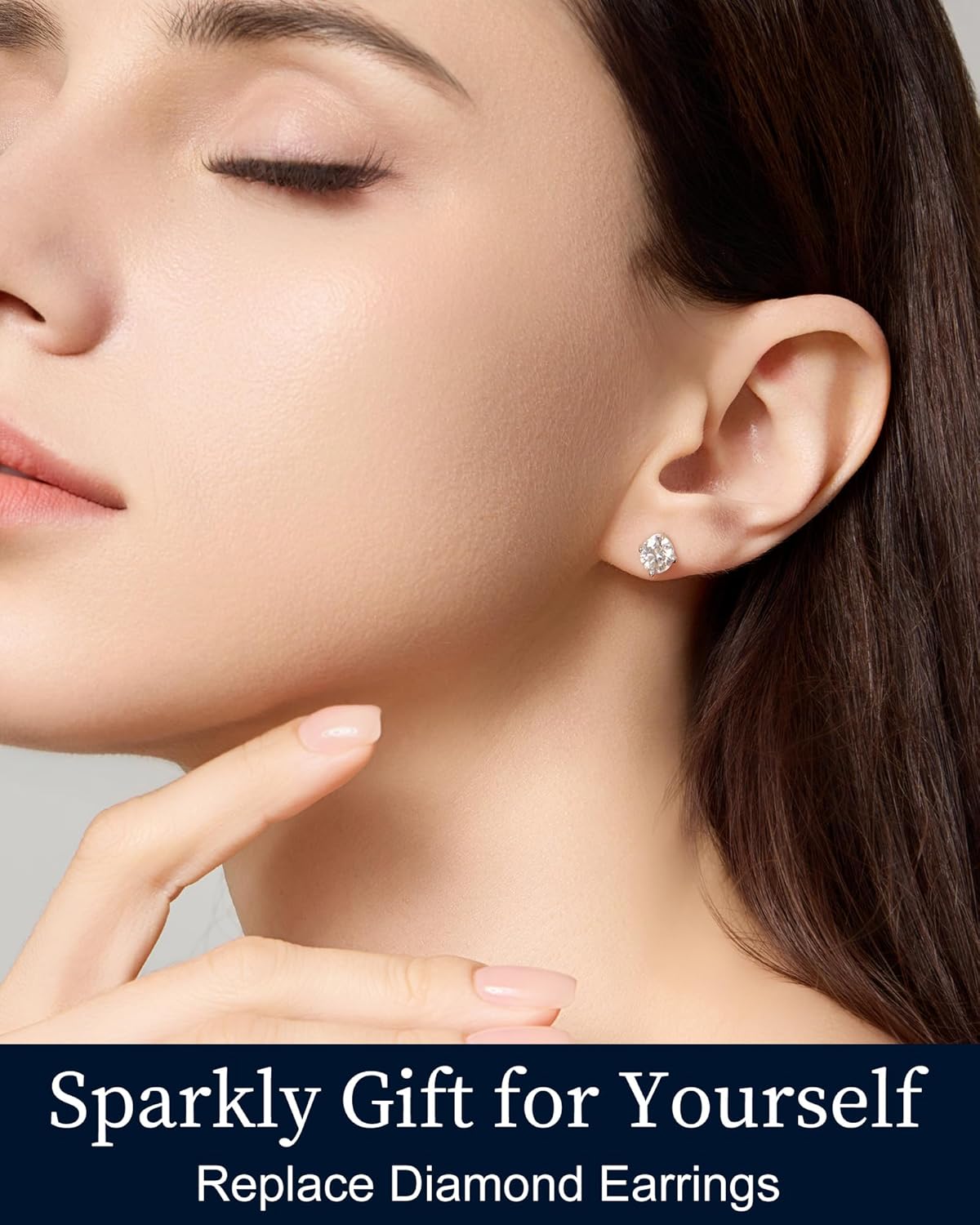 Moissanite Earrings Studs for Women, Round Cut D Color VVS1 Clarity Lab Created Moissanite Earrings Studs 18K White Gold Plated 925 Sterling Silver Earrings Jewelry Engagement Gifts for Women Men - Image 2