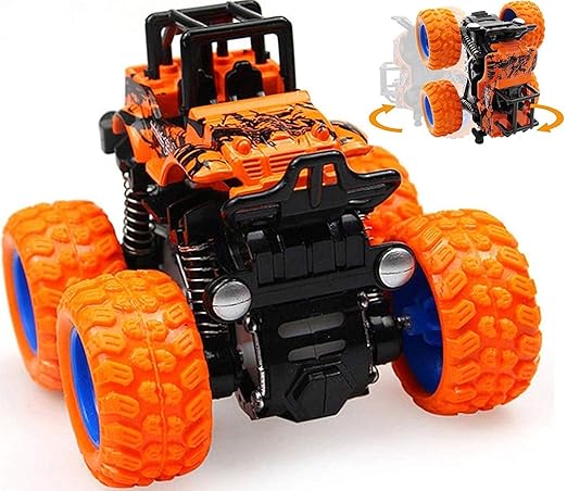 Tzoo Push and Go Monster Toy Trucks | Rubber Spring Shock Absorber Suspension System Pull Back Rock Crawler Monster Truck with Rubber Wheels / Monster Truck Toy for Kids | 4 Wheel Drive Vehicles for Toddlers (Multicolored)