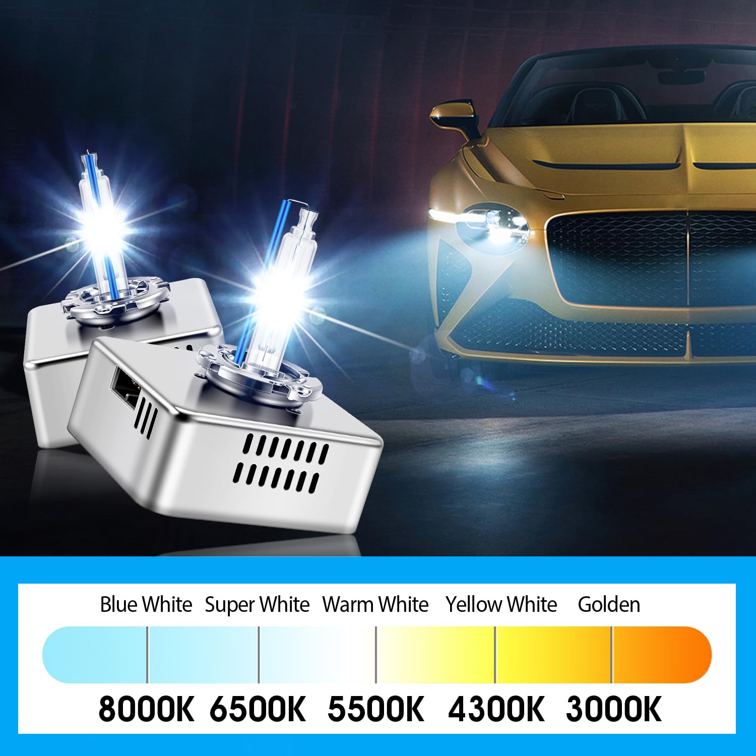 D5S Xenon Brenner 8000K Diamond Blaulicht HID Scheinwerferbirnen 35W Scheinwerferlampe Metallstents Base Auto Scheinwerfer Birne Autolampe, 2 Stücke