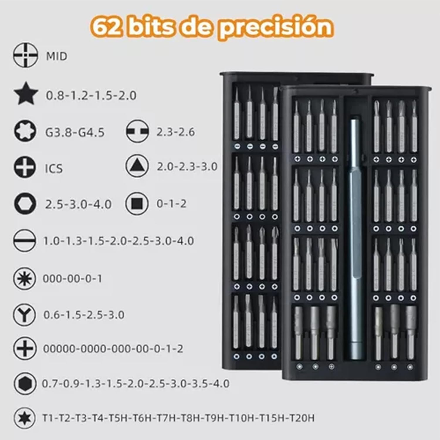 63 in 1 Magnetic Driver Kit with Bit Assortment for Electronics Repair Chrome Steel Handle for Notebook Computers, Glasses, Mobile Phones