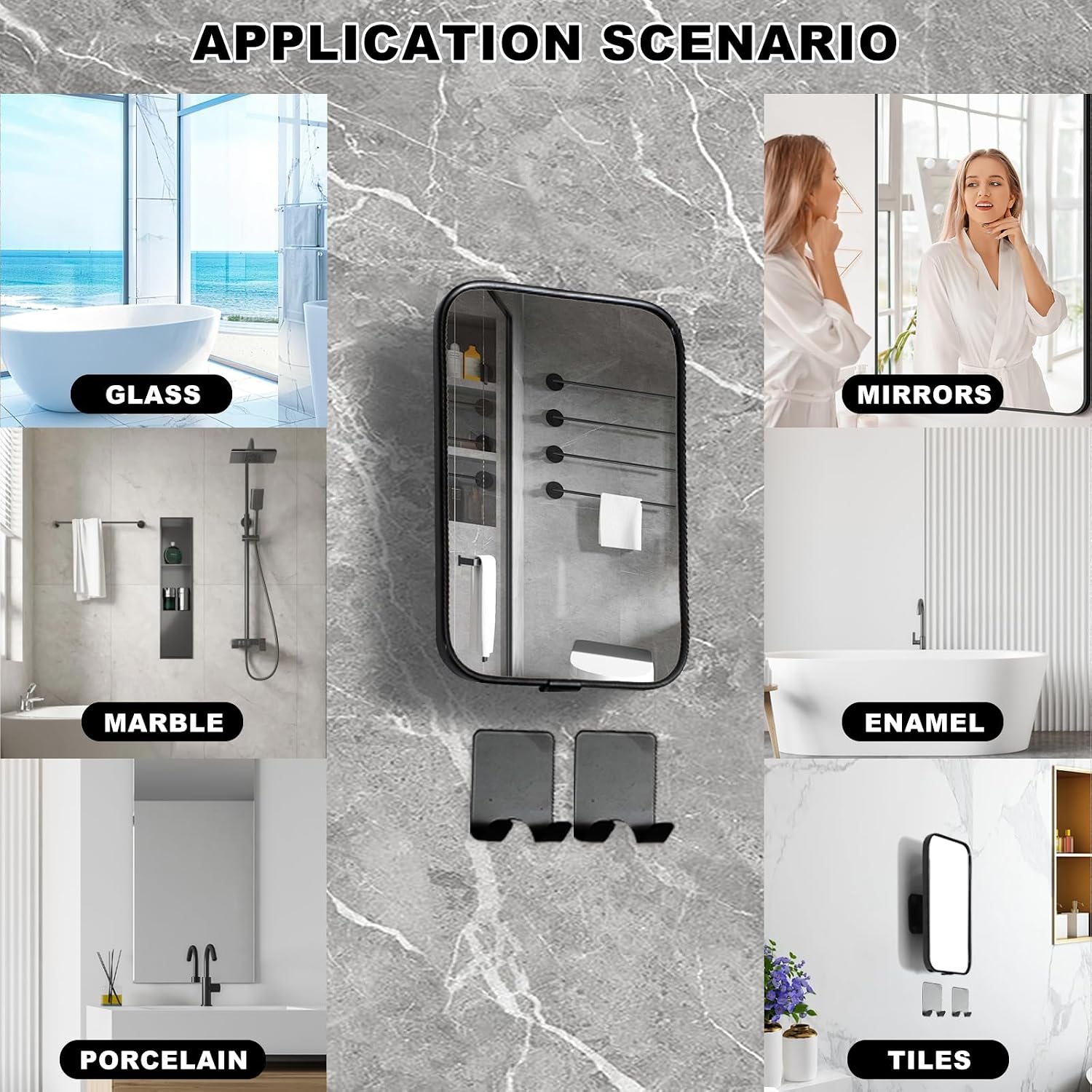 Shower Mirror Anti-Fog Shaving Mirror 4.1 * 6.5 Inch Anti-Fog Shower Mirror Swivel Bathroom Mirror Shower Accessories Bathroom Accessories with 2 Razor Holders (Black)