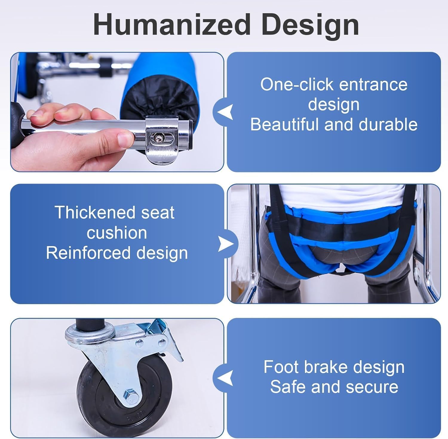 8-rädriger Stehrollator für den Innenbereich, Mobilitätshilfe für Erwachsene in der Rehabilitation mit Sicherheitsgurt, verstellbare Gehhilfe für behinderte Senioren und Menschen mit Behinderung