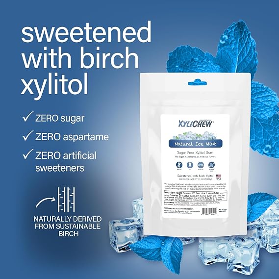 Xylichew Xylitol Gum - Sugar Free Chewing Gum - Ice Mint, 500 Count