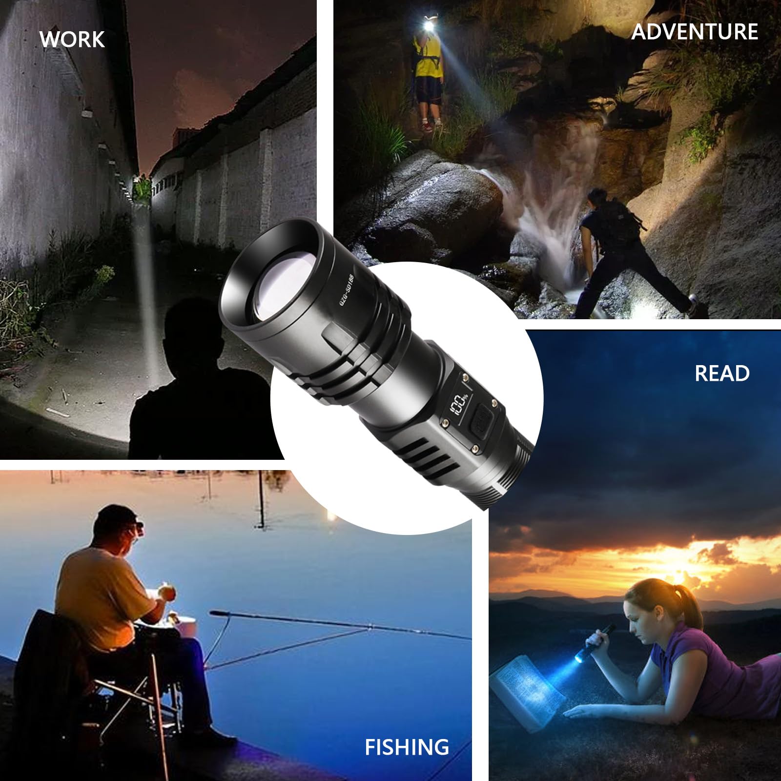 Linternas LED recargables, 990000 lúmenes, IPX7 impermeable, para emergencias