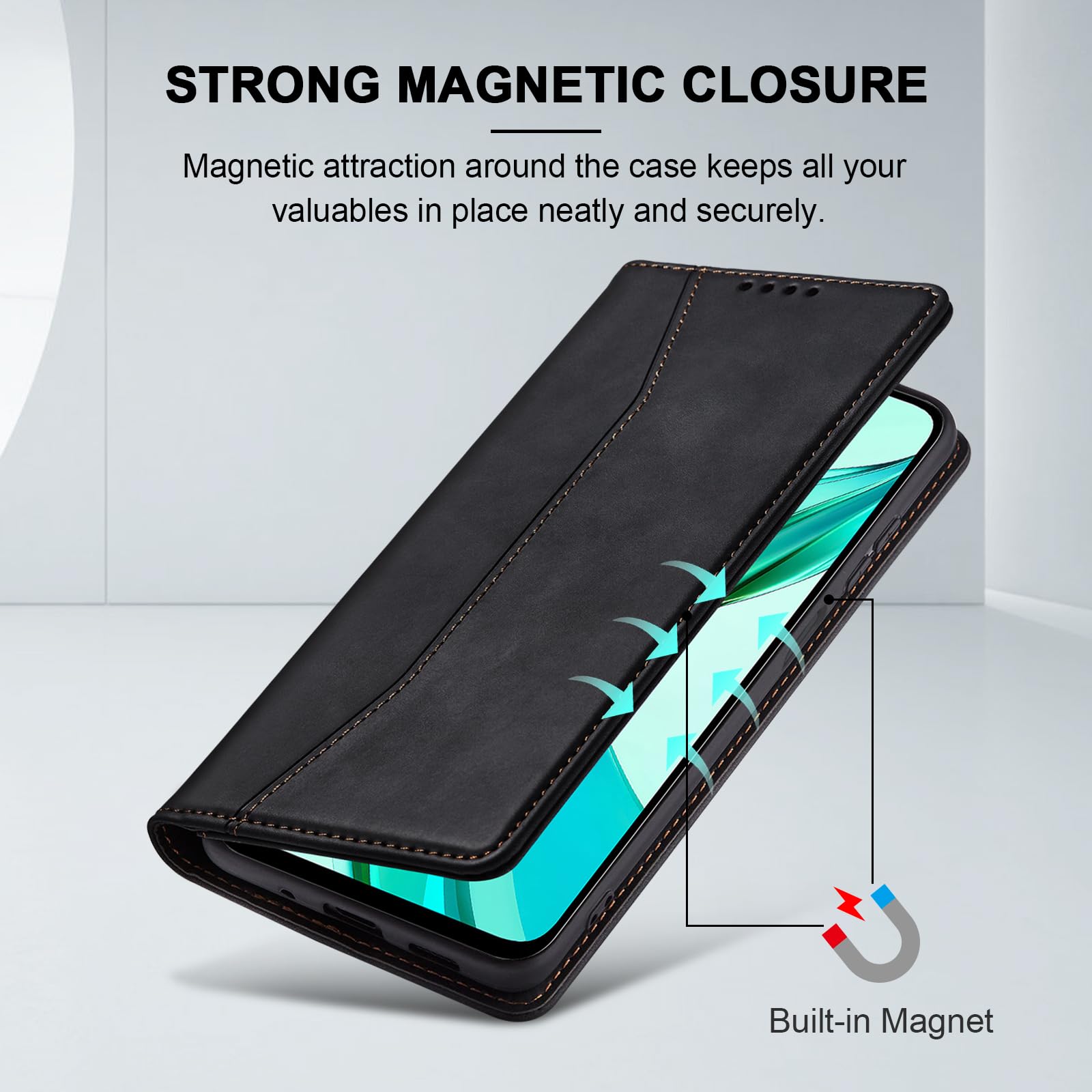 Jasonyu Cover per Honor 90 Smart/X7B Flip Custodia in Pelle PU, Cover a Libro Portafoglio, Funzione Supporto, Magnetica, Slot Schede, TPU Bumper Caso Custodia (Blu