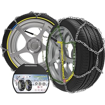 LEYAOYAO Snow Chains Alloy Steel 2 Pieces x 12 mm Snow Chains with Tensioner for Car Size 100