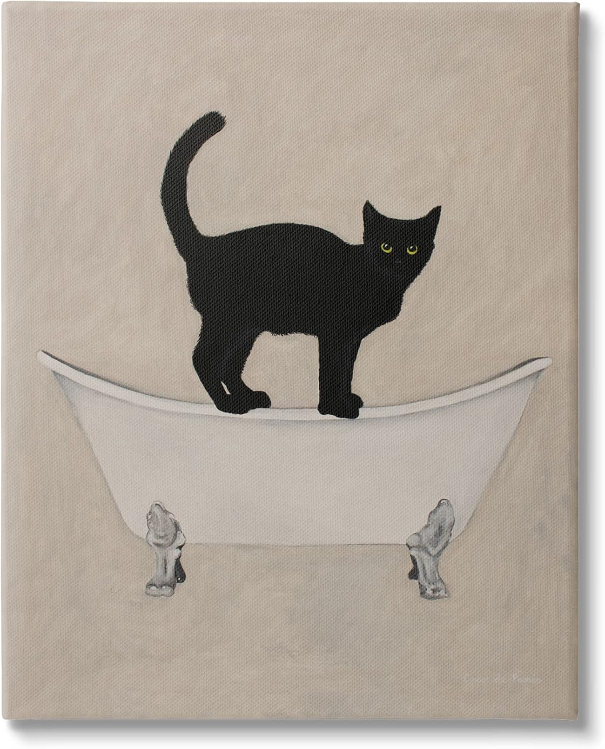 Stupell Industries Black Cat Simple Claw Foot Bathtub Bathroom Painting, Design by Coco de Paris