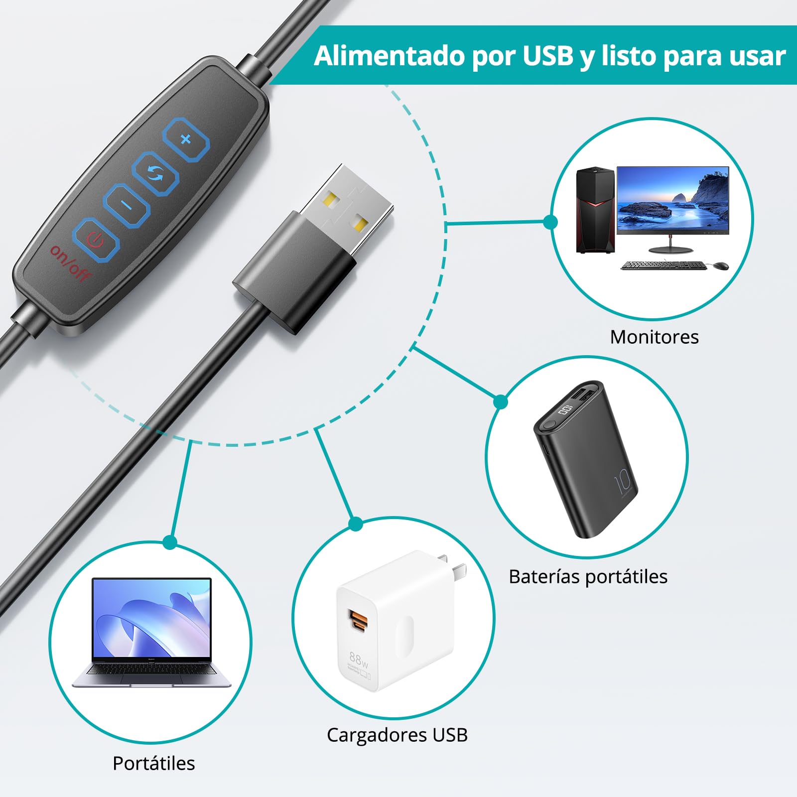 Aro de Luz ATUMTEK de 5 Pulgadas con Trípode y Clip para Laptop, Luz LED Regulable con 3 Temperaturas de Color y 10 Niveles de Brillo, Ideal para Videollamadas, Vlogging y Fotografía en Streaming
