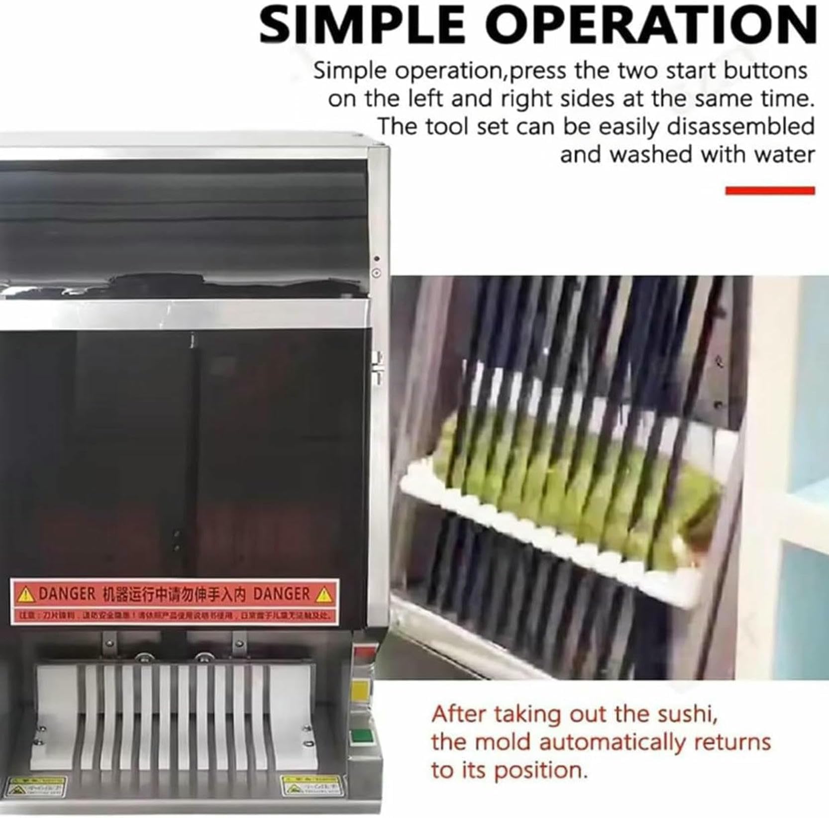 Máquina Automática para Hacer Sushi, Cortadora De Sushi Comercial con Cuchilla Desmontable De Acero Inoxidable, Capacidad De Corte De 8, 10 O 12 Piezas, para Enrollar Sus(12 Rebanadas)