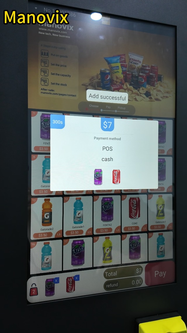 Image of Snack and Cold Drink Combo Vending Machine for Business 21 Inch Credit Card Reader and Coin /Bill Acceptor, 60 Slots /Refrigerated with Touch Screen