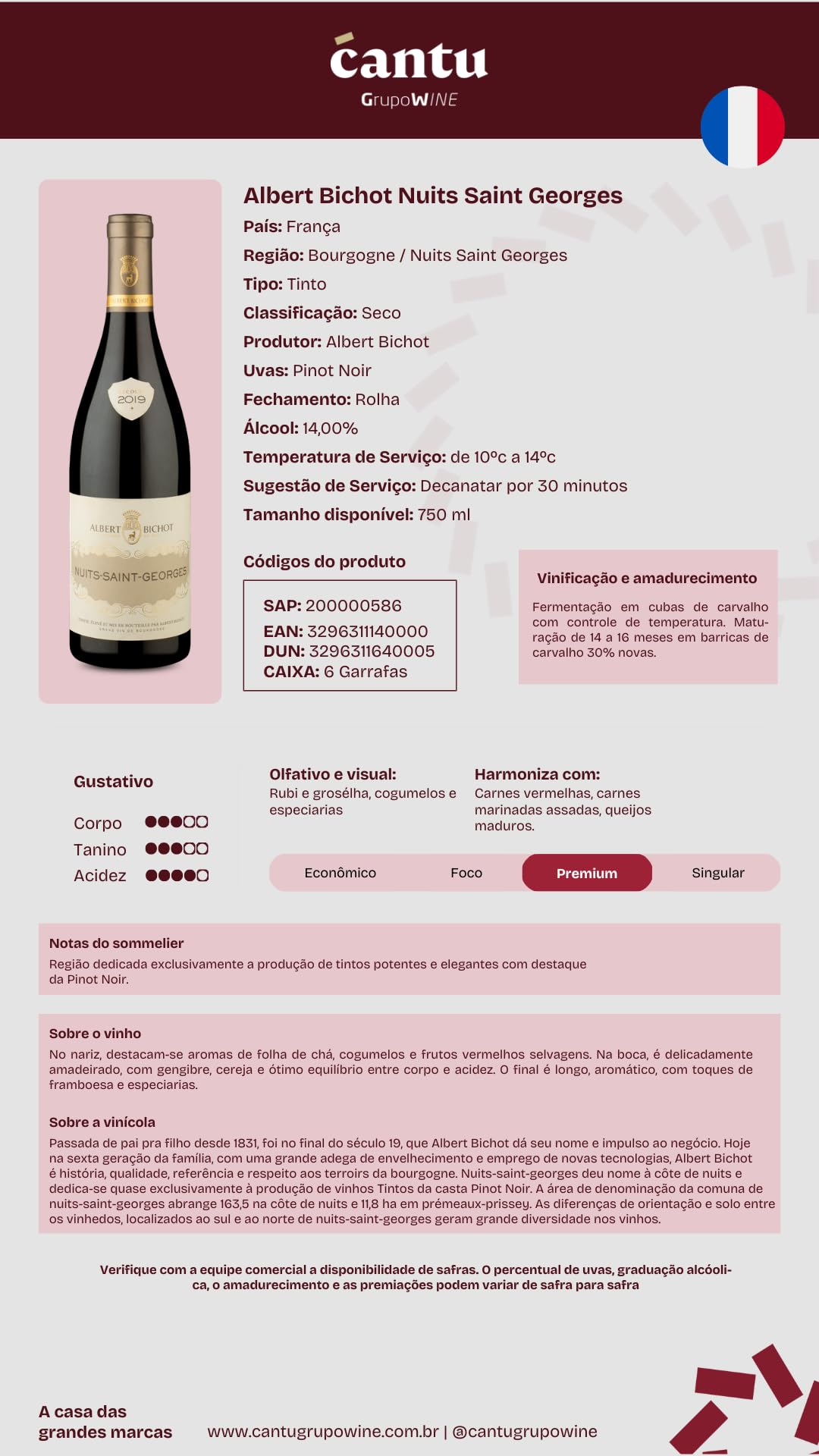 Vinho Albert Bichot Nuits Saint Georges 750ml | Amazon.com.br