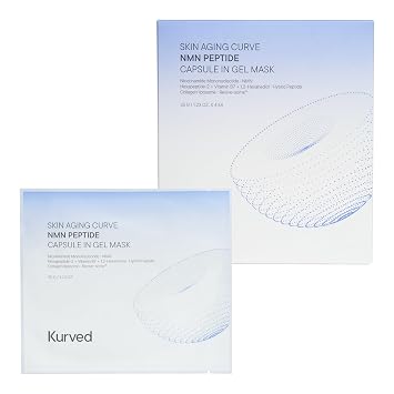 Kurved Skin Aging Curve NMN Peptide Capsule in Gel Mask 35 g/1.23 oz, 4 Count | Hydrogel Overnight Mask with NMN, Peptide, Collagen with Liposomal capsule for Lifting & Firming, Cooling, K-Beauty