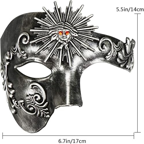Miniatura 5 de Thmyo Half Face - Máscara de mascarada de carnaval veneciano para hombre, diseño vintage de Phantom of the Opera