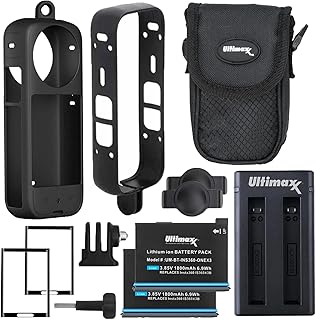 Accessory Bundle for Insta360 ONE X3 Pocket Action Camera - Includes: Replacement Battery and Double Charger with LED Display, Silicone Sleeve, ABS Frame Kit, 2X Screen Protector Kit and Camera Case