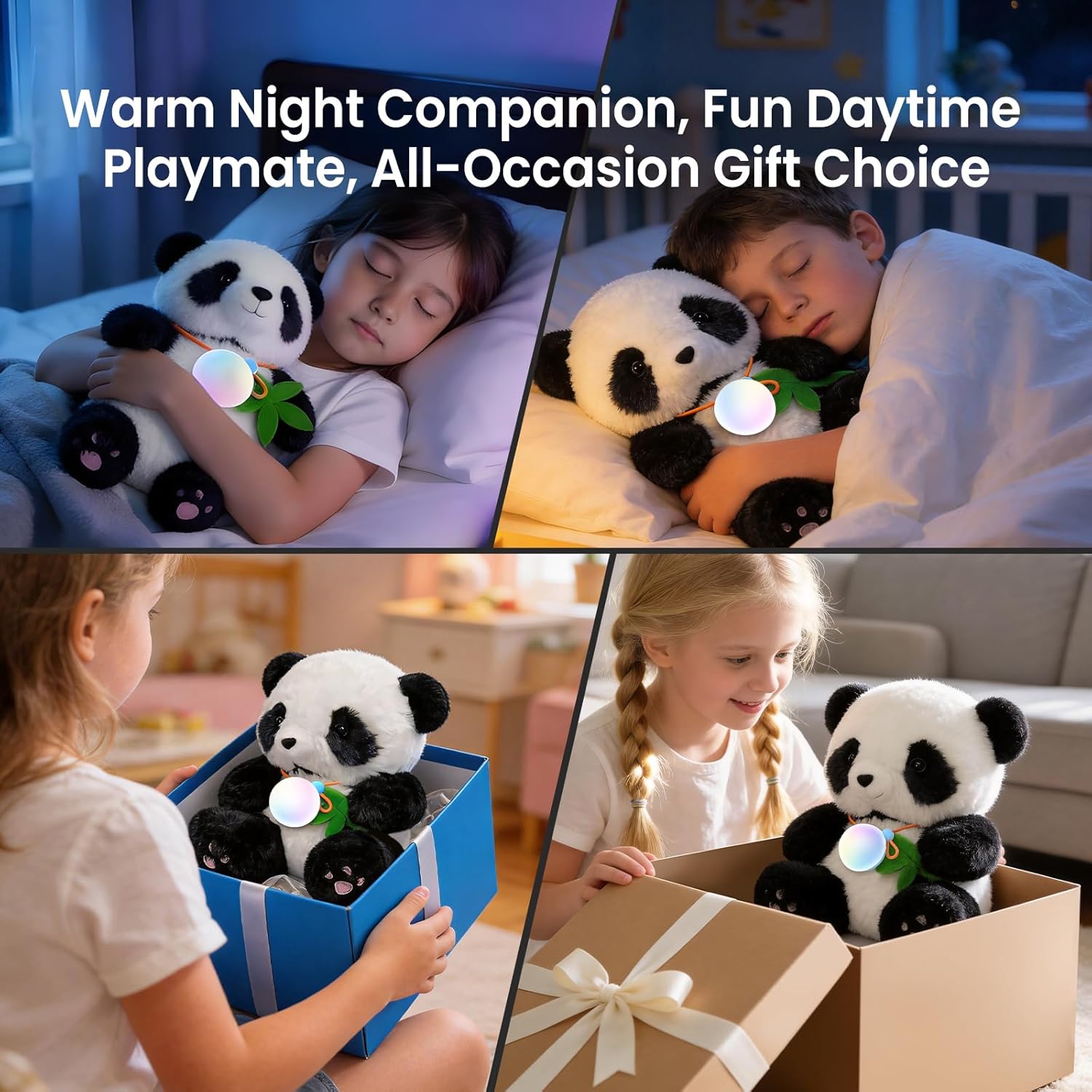 Smart AI Plush Toy Panda, Interactive Stuffed Animal for Kids, Screen-Free Educational Emo Robot with Advanced AI, APP with 16+ Characters, Unique Gifts for Girls & Boys.Bedtime Companion
