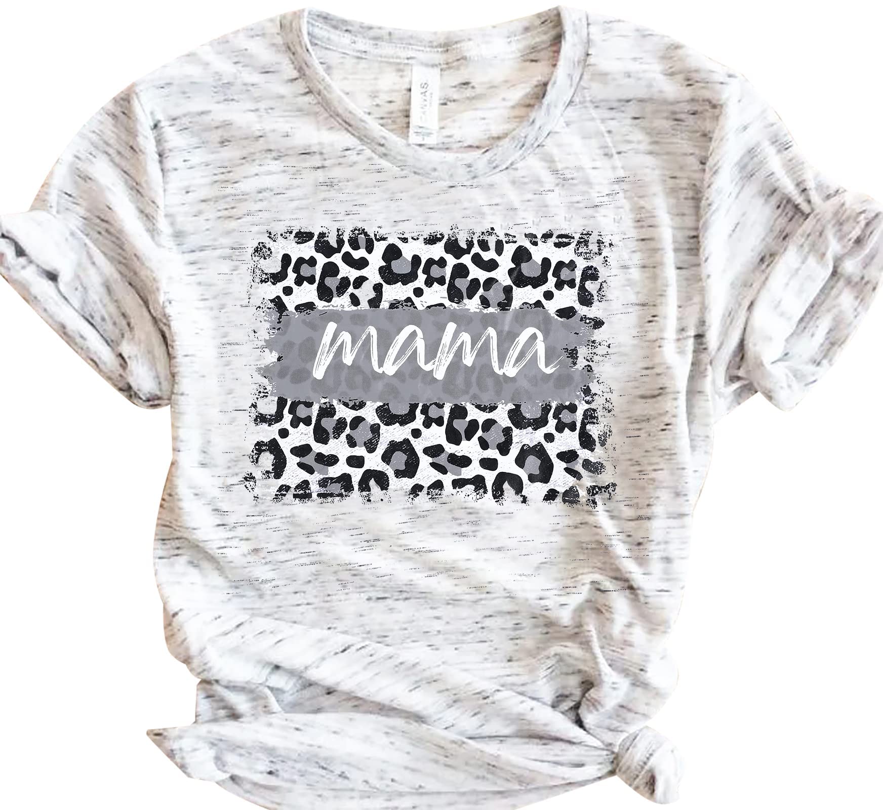 Mama Shirt for Women Leopard Print Mom Life Tops Tee Casual Short Sleeve Mommy Gifts Shirts Top