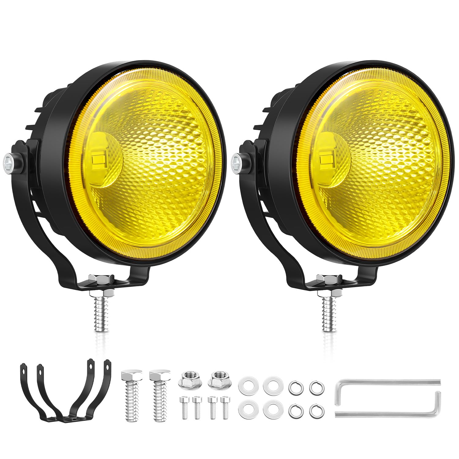 2 szt. 30 W okrągłe reflektory robocze LED 30 W, DC 12-24 V reflektor projektor IP66, wodoodporne światła pomocnicze do traktora, budownictwa, ciężarówki, koparki, rozpylaczy rolniczych