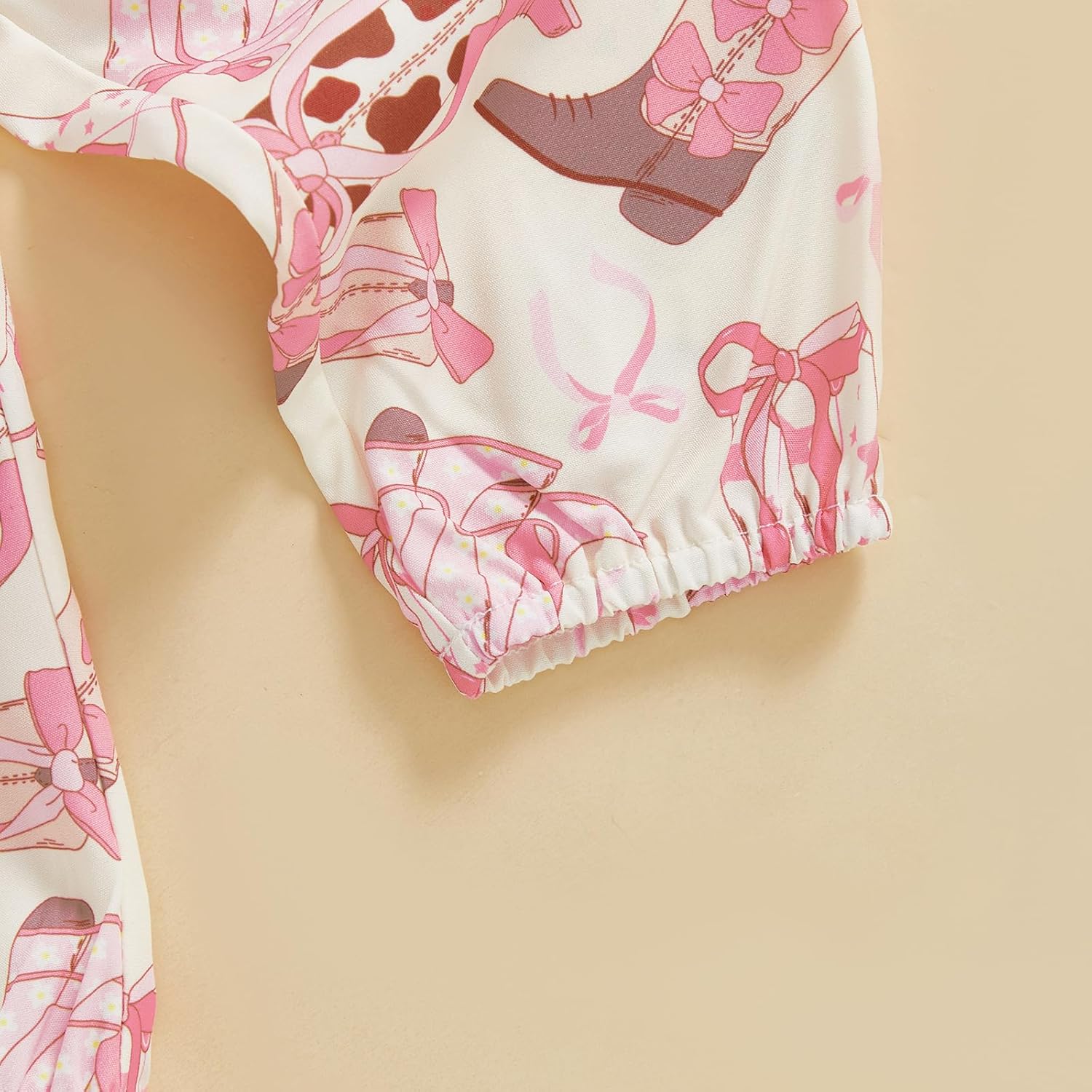 Newborn Baby Girls Fall Outfit Western Cowgirl Long Sleeve Bubble Romper Horse/Boots Print Pants 3Pcs Clothes Set - Image 6