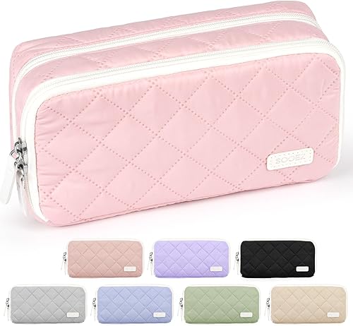 Miniatura 17 de Sooez Estuche grande para lápices, bolsa para lápices extra grande con 8 compartimentos, bolsa para bolígrafos de apertura amplia, organizador