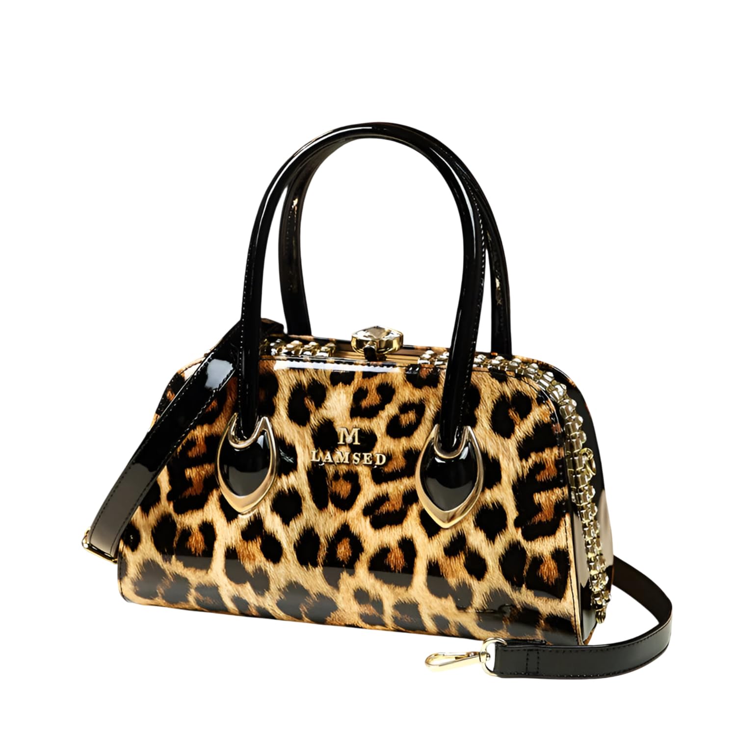 Women's Luxury Handbag | Diamond Lock & Chain Detail | Elegant Shoulder & Messenger Purse-image-39