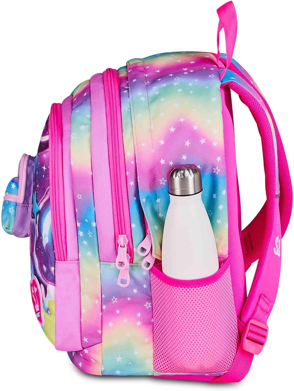 SJ GANG STYLE JAM GANG Zaino Scuola Advanced SOFT POUCH GIRL, Doppio Scomparto, Applicazione zainetto 3D su tasca frontale, Tasca laterale portaborraccia. CON ASTUCCIO 3 ZIP COMPLETO DI COLORI