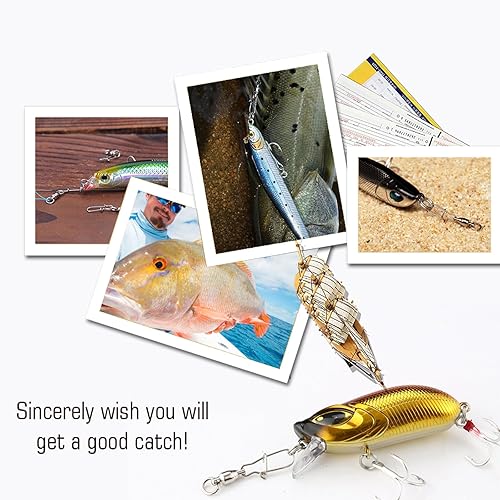 Vista 14 de AMYSPORTS Duo Lock Snap Pesca Giratorios Barril de Acero Inoxidable Señuelo de Pesca Giratorios Rodamiento de Bolas Giratorios Aparejos de Pesca