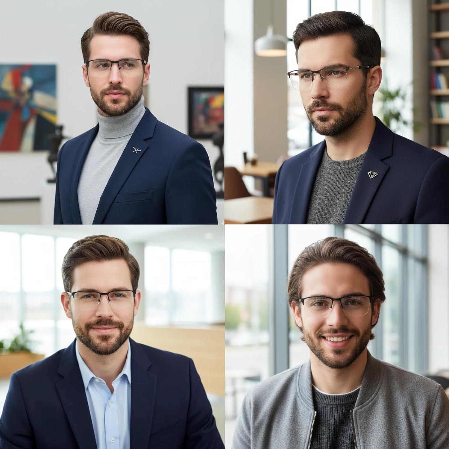 Clear Lens Glasses for Men, Lightweight Mens Eyewear Frame, Business Style Non Prescription Glasses, Lens Replaceable - Image 3