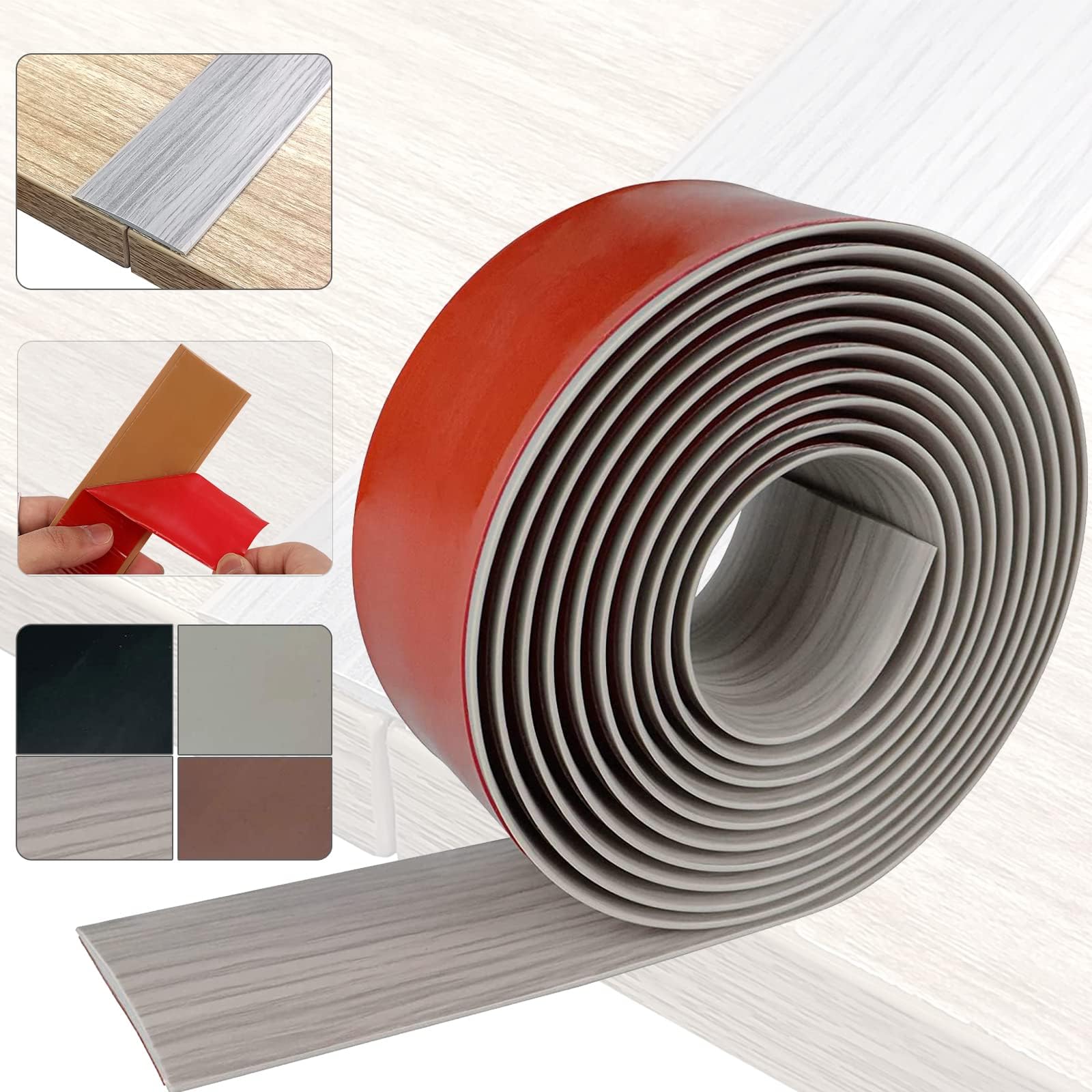 DAILISEN Self Adhesive Vinyl Flat Floor Transition Trim Strip,Wood