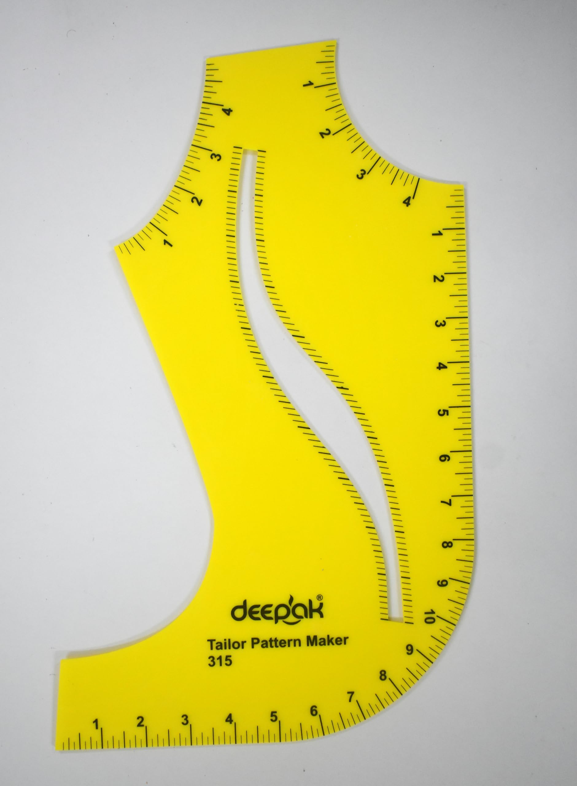 Prabhas Designs Tailor's multi purpose Pattern maker and Arm hole curve scale combo (2pcs) used for Necklines, arm hole curve, sleeve cutting, straight scale with measurements, Hard Plastic 3