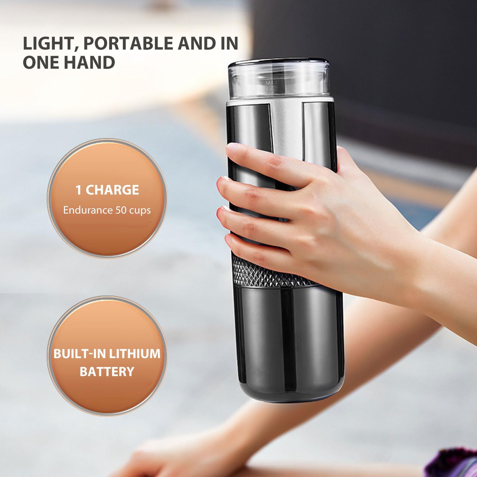 Fockety Cafetera Espresso Portátil, Cafetera de Viaje Compatible con Cápsulas K Cup y Café Molido, Batería 1200mah, Cafetera Monodosis para Camping RV Senderismo Oficina