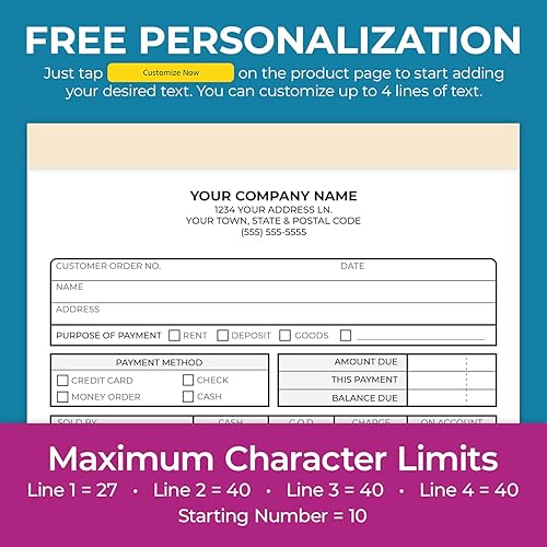 Miniatura 4 de Libros NCR autocopiativos personalizados de 5.5 x 8.5 pulgadas en facturas duplicadas de 2 partes, recibos, órdenes de trabajo, órdenes de venta,