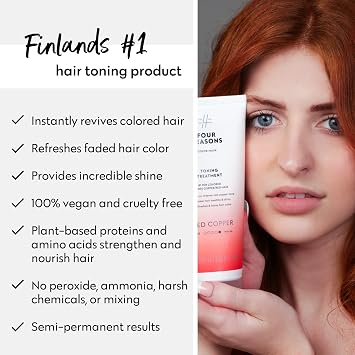 FOUR REASONS Color Mask, Red Copper (27 Colours) – Hair Gloss & Colour Depositing Conditioner – Semi Permanent Hair Toner for Colour-Treated Hair Colour For Women – Vegan & Cruelty-Free –200 ml