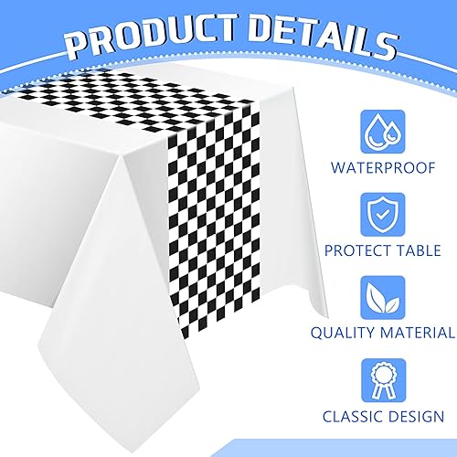 Miniatura 4 de Suministros para fiesta de cumpleaños de automóvil, decoraciones de fiesta de carreras, mantel de carretera, camino de mesa de carreras, fundas de