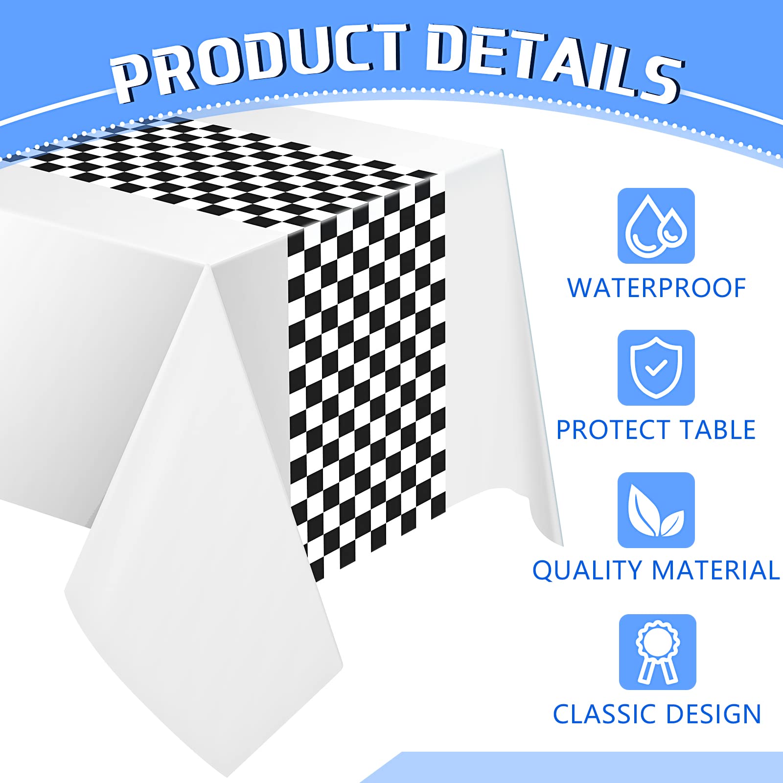 Irenare Car Birthday Party Supplies – Racing Tablecloth, Racetrack Table Runner, 54 X 108 Inch (6 Sheets) - View #4