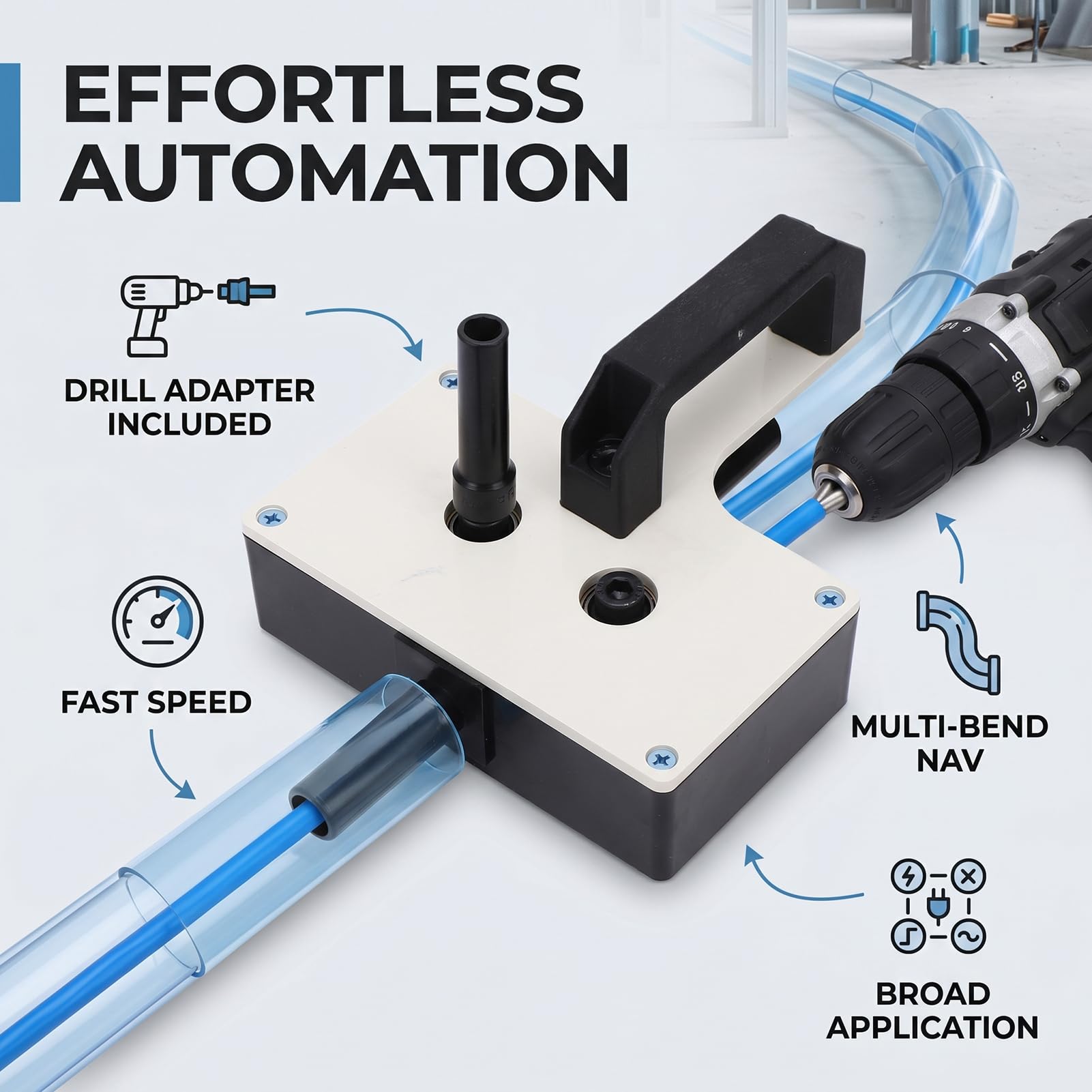 Focket Strumento Efficiente per Tirare Cavi, Estrattore di Cavi Professionale per Elettricisti con Filettatura Automatica Alimentata da Trapano per Progetti di Condotti Stretti