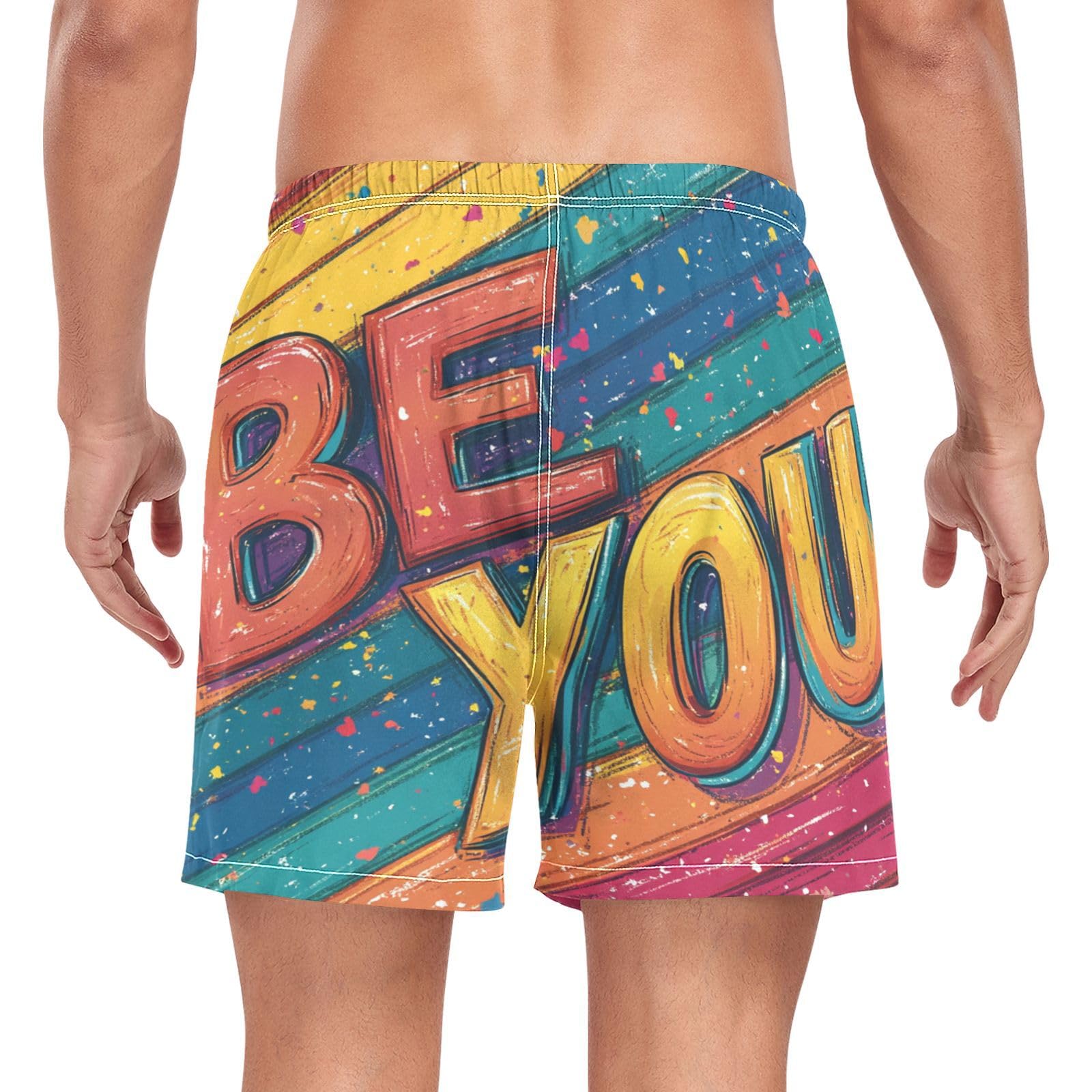 Yuiboo A Pride Month Men Swim Trunks Mens 2 in 1 Running Shorts with Compression Liner and Pockets Swimming Board Shorts Quick Dry Elastic Multi