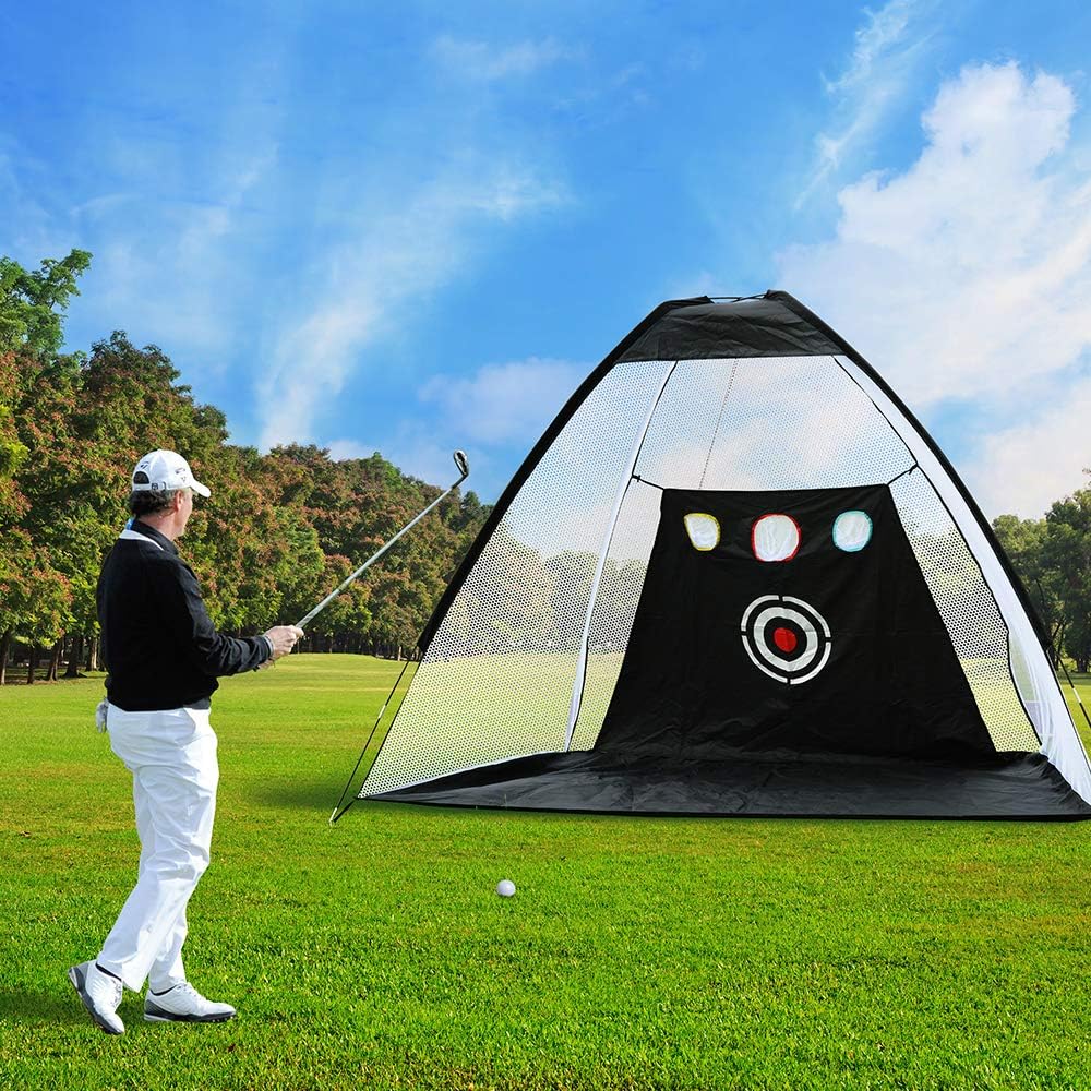 Golf Practice Net Golf Hitting Nets with Chipping Target Pockets, 10 x 7ft Golf Training Aids Practice Net Set, 10 Golf Balls 4 Golf Tees, 3 in 1 Golf Hitting Mat, Indoor and Outdoor Golf Training : Sports & Outdoors