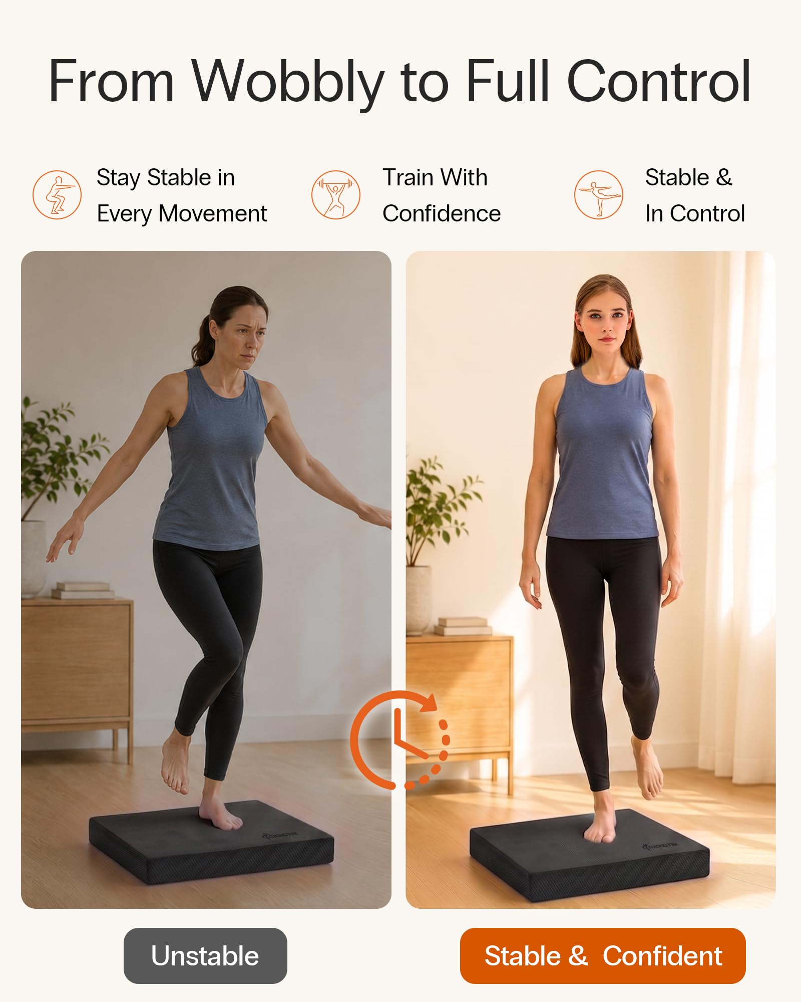 StrongTek Cuscinetto extra largo in schiuma per fisioterapia, 48,3 x 40,1 x 6,1 cm, imbottitura in schiuma TPE ad alta densità per esercizi, maggiore stabilità, forza del core, antiscivolo e