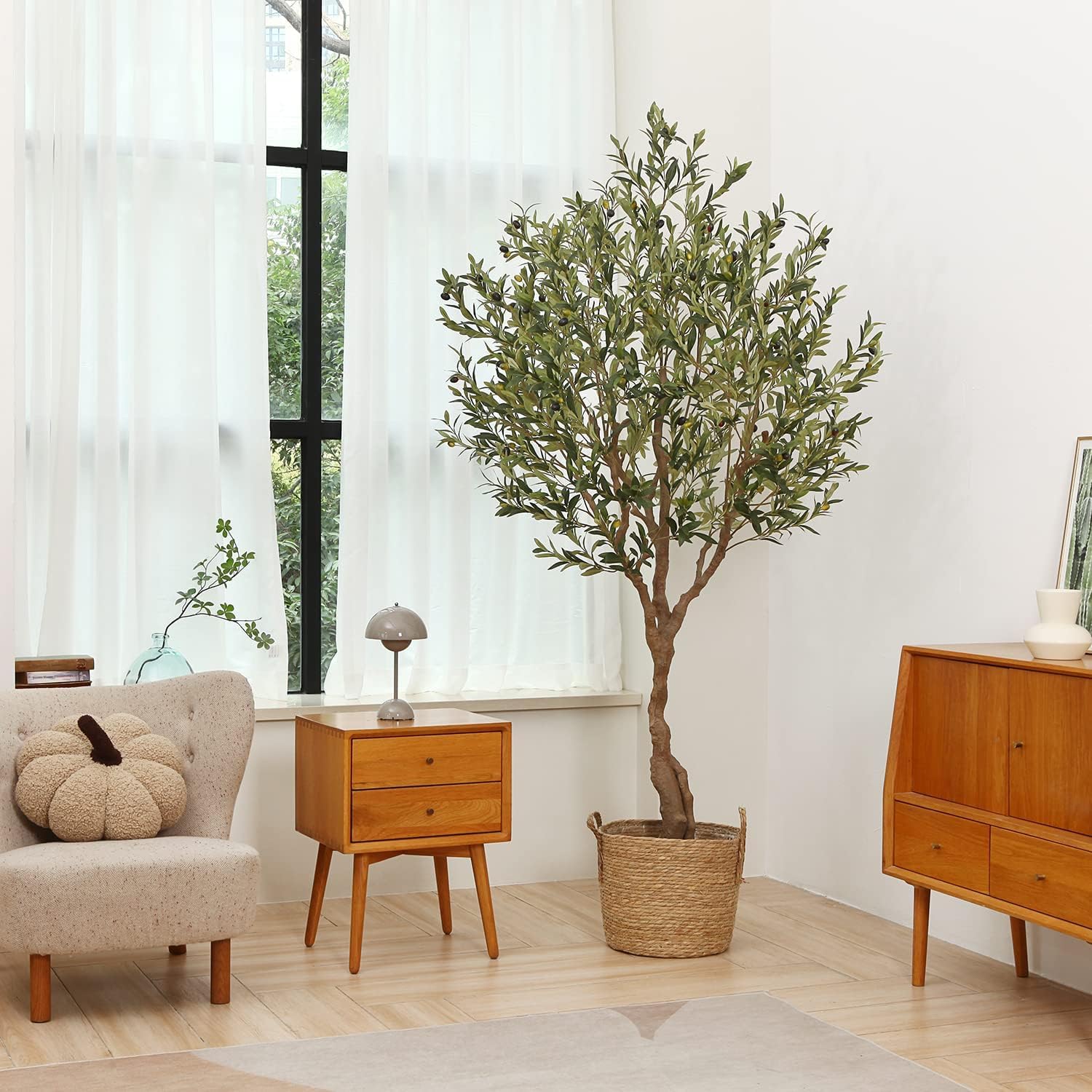 Ulivo artificiale 180 cm grande pianta artificiale per interni, falsa pianta verde, decorazione per interni esterni, casa, camera da letto, soggiorno, balcone, cortile giardino