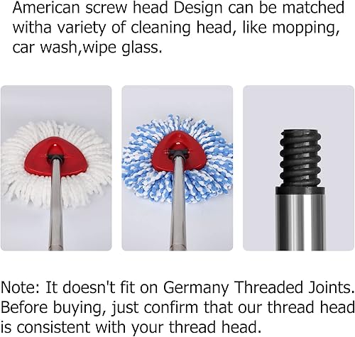 Miniatura 4 de YTCYKJ Mango de repuesto para trapeador giratorio, paquete de 2 unidades de 4 secciones de 30 a 58 pulgadas, mango de escoba o fregona compatible