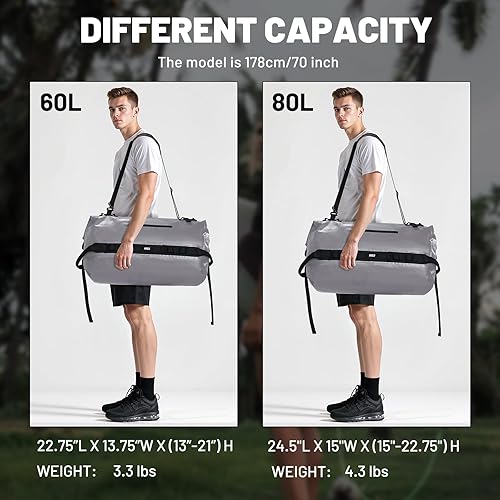 Miniatura 7 de MIER Bolsa de lona impermeable grande con parte superior enrollable para kayak, rafting, canotaje, natación, campamento, viajes, gimnasio, playa,