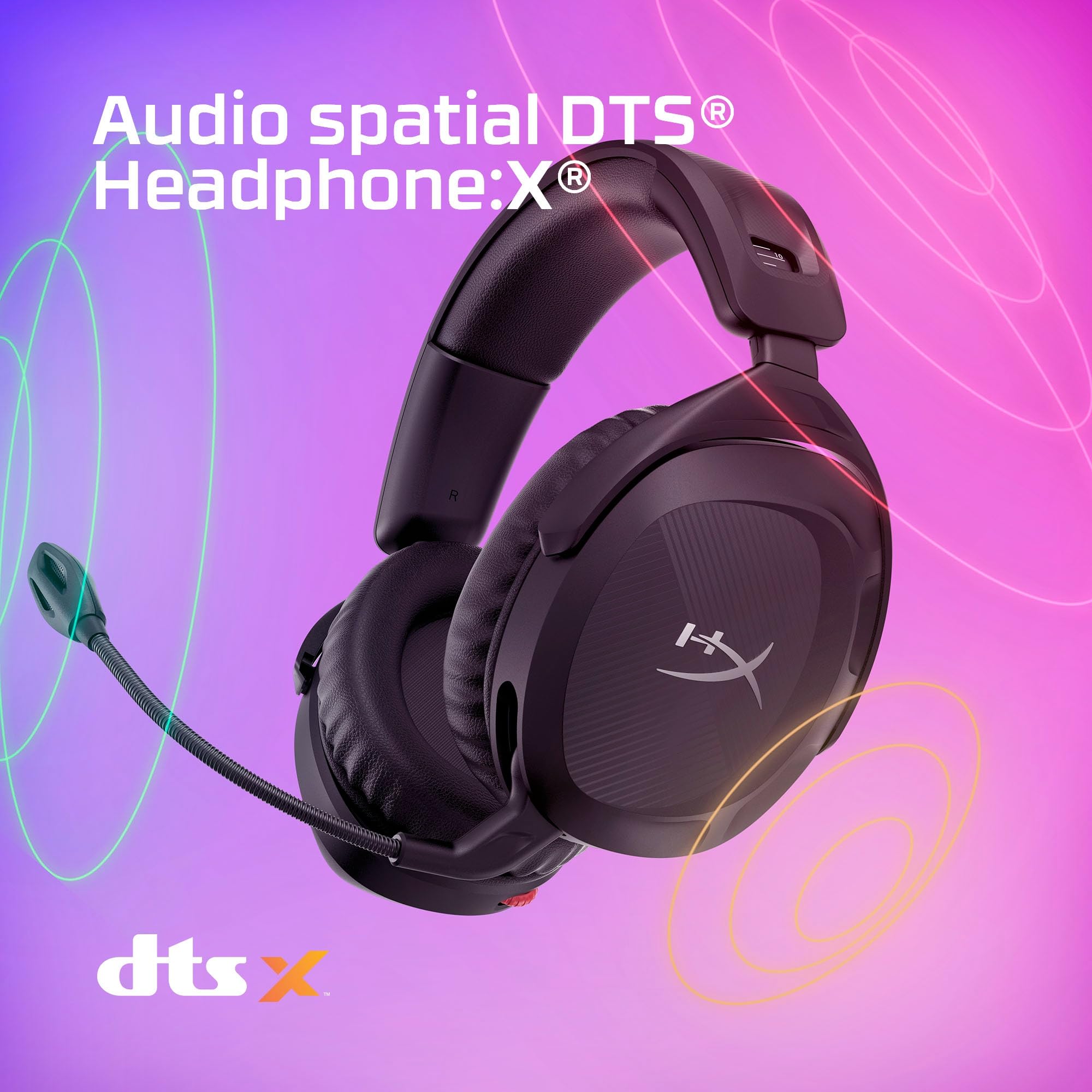 HyperX Cloud Stinger 2 - Casque de Jeu sans Fil - Compatible PC. Microphone pivotant avec Coupure Audio Automatique, Mousse à mémoire de Forme Confortable, 20 Heures Maximum d’autonomie
