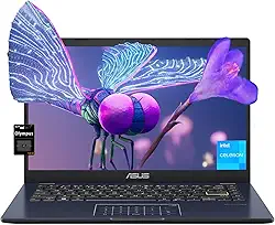 ASUS Laptop ultraleve FHD de 14 polegadas para negócios, Intel Quad-Core N4500, 4 GB de RAM, 128 GB eMMC, webcam, HDMI, Win 11 S, azul silencioso