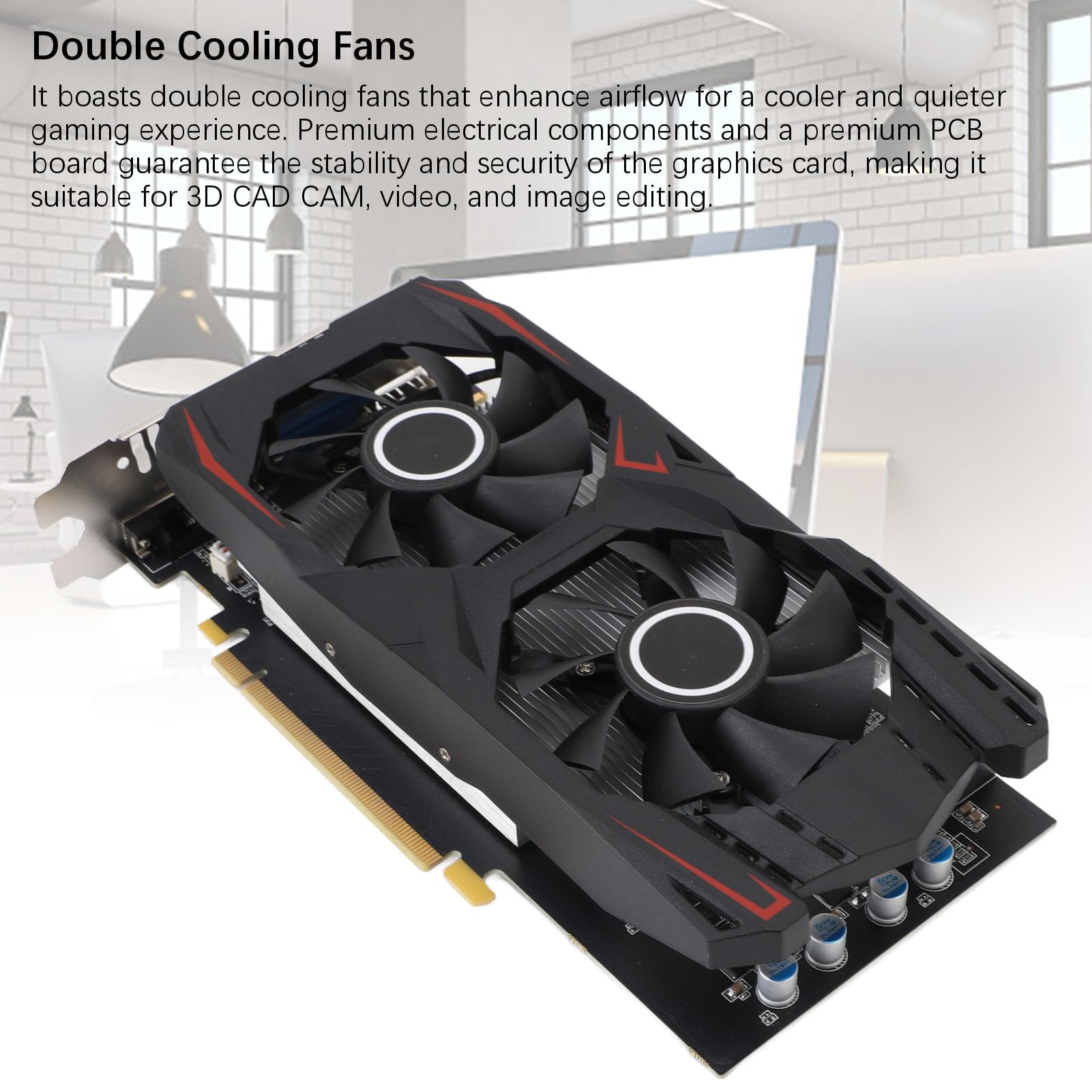 Karta Graficzna VGA Wyjście DVI 6 GB GDDR5 192-bitowa Karta Graficzna do Gier GPU Obsługuje 4K z Podwójnym Wentylatorem Chłodzącym na PC