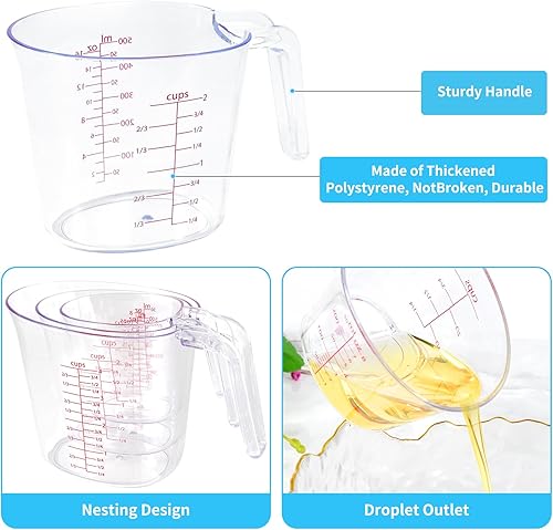 Miniatura 3 de Juego de 22 tazas y cucharas medidoras, tazas medidoras de líquidos anidables y tazas medidoras de acero inoxidable, cucharas para ingredientes