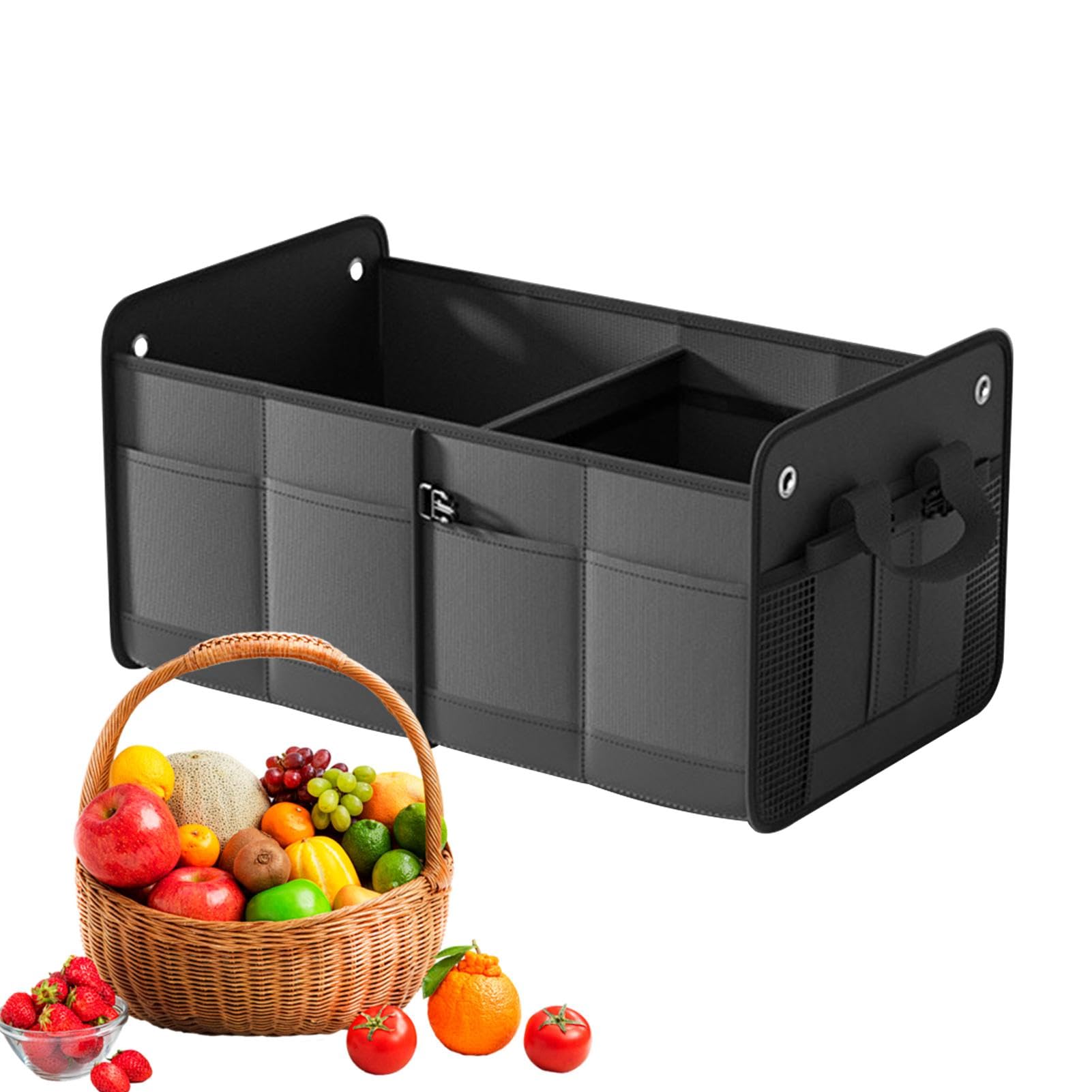 Generisch Contenitore pieghevole per bagagliaio, organizer pieghevole con coperchio, 60 l