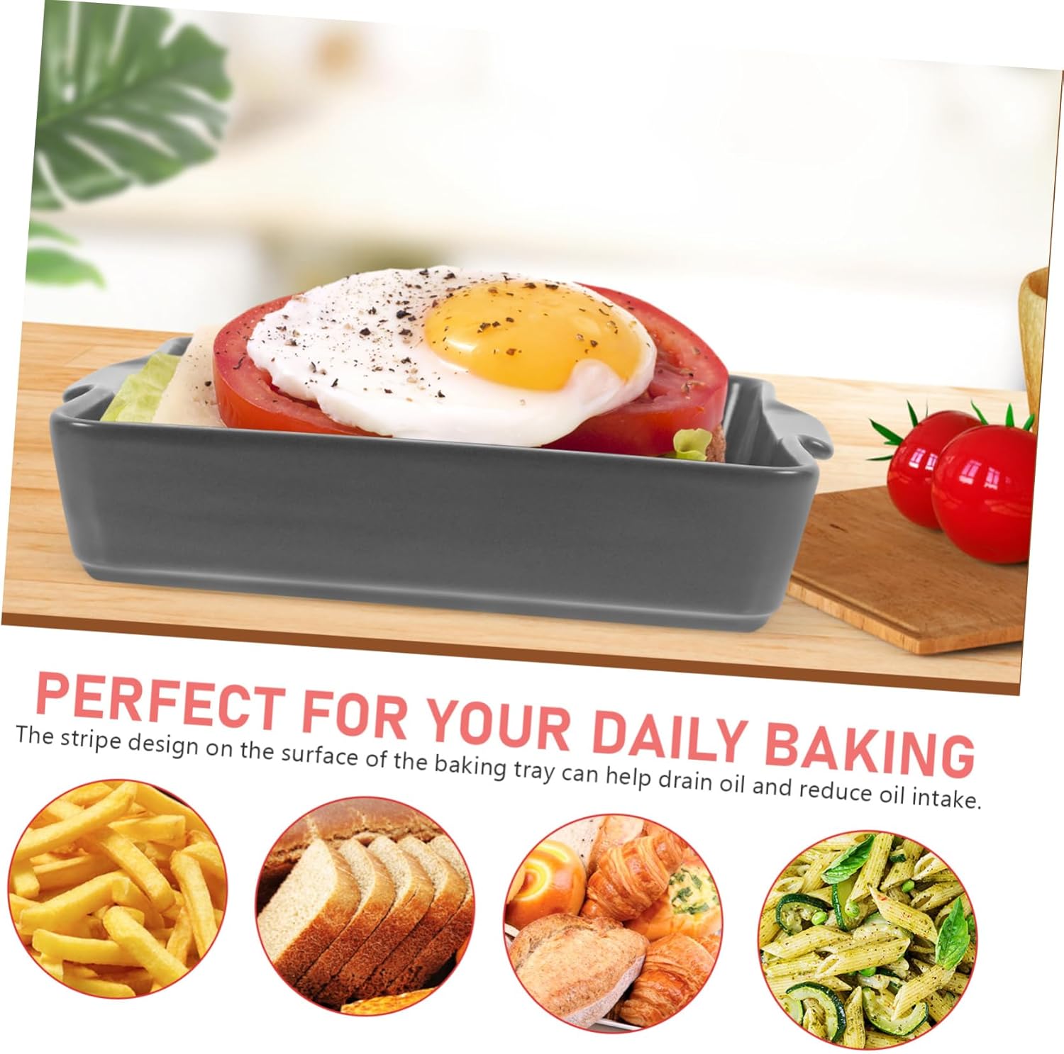 VOSAREA 1pc Baking Plate Clay Pot for Cooking Kitchenware Toaster Oven Pan Porcelain Baking Pan Oven Tray Baking Pans for Oven Porcelain Pans Party Cake Pan Cereal Baking Dish Hutch Blue 4 71hyj3BQhJL. AC SL1500